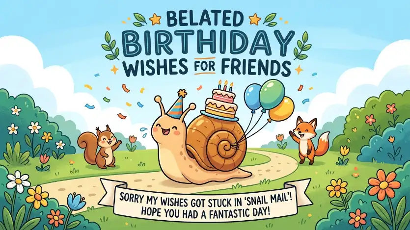 Belated Birthday Wishes for Friends Image