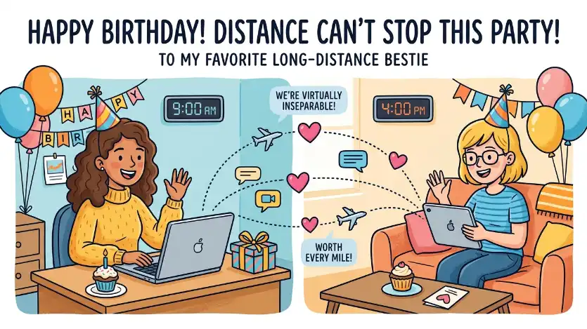 Long-Distance Friendship Birthday Wishes Image