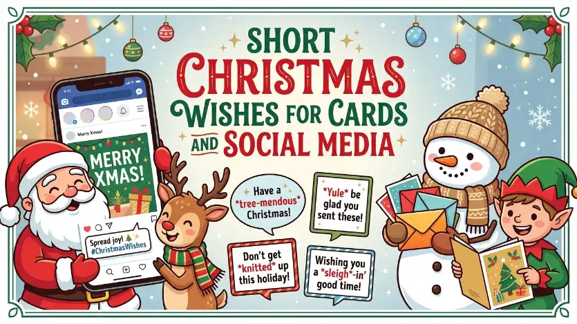 Short Christmas Wishes for Cards and Social Media Image